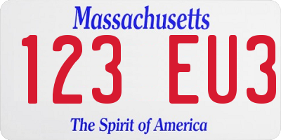 MA license plate 123EU3