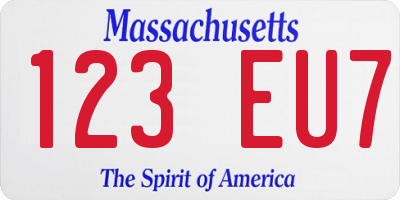 MA license plate 123EU7