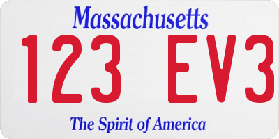 MA license plate 123EV3
