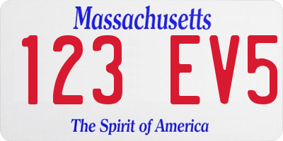 MA license plate 123EV5