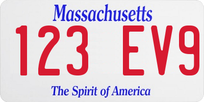 MA license plate 123EV9