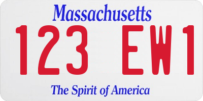 MA license plate 123EW1