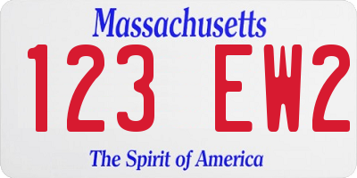 MA license plate 123EW2