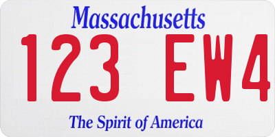 MA license plate 123EW4