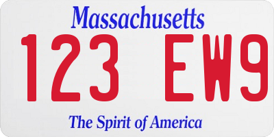 MA license plate 123EW9