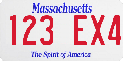 MA license plate 123EX4