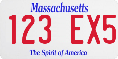 MA license plate 123EX5
