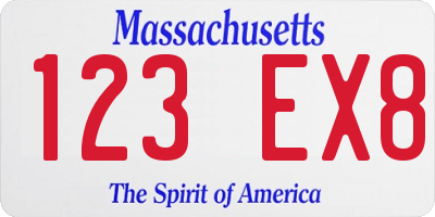 MA license plate 123EX8