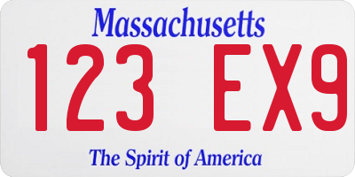 MA license plate 123EX9