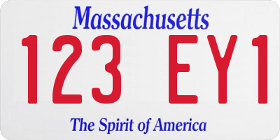 MA license plate 123EY1