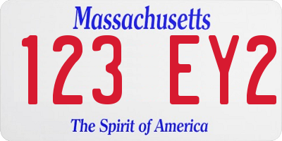 MA license plate 123EY2