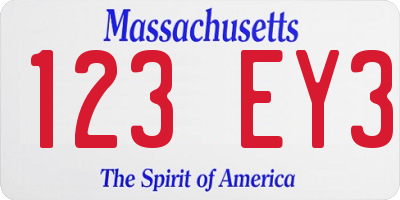 MA license plate 123EY3