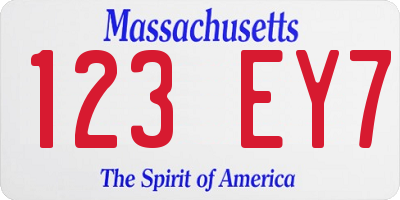 MA license plate 123EY7