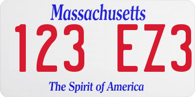 MA license plate 123EZ3