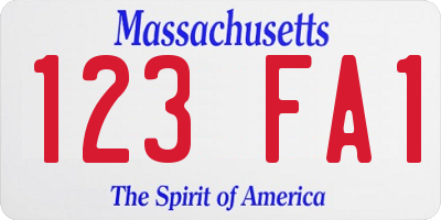 MA license plate 123FA1