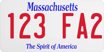 MA license plate 123FA2