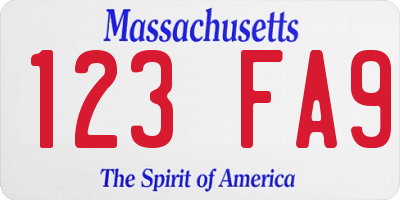 MA license plate 123FA9