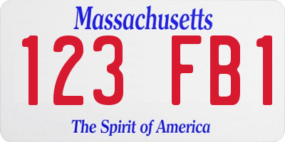 MA license plate 123FB1