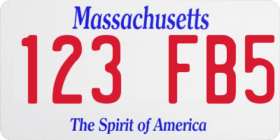 MA license plate 123FB5