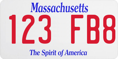 MA license plate 123FB8