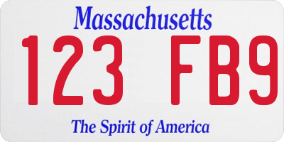 MA license plate 123FB9