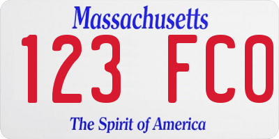 MA license plate 123FC0