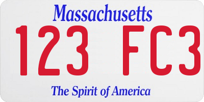 MA license plate 123FC3