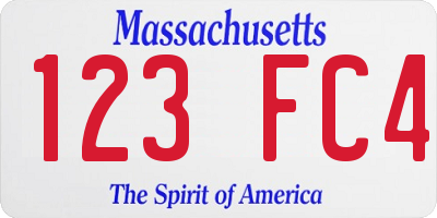 MA license plate 123FC4
