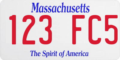 MA license plate 123FC5