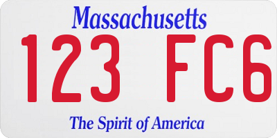 MA license plate 123FC6