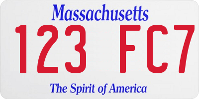 MA license plate 123FC7