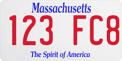 MA license plate 123FC8