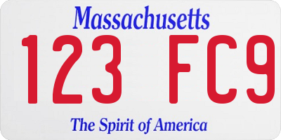 MA license plate 123FC9