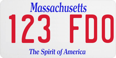 MA license plate 123FD0