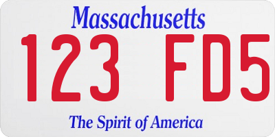 MA license plate 123FD5