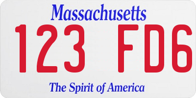 MA license plate 123FD6