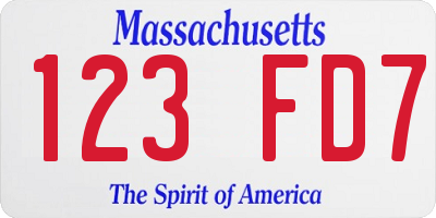 MA license plate 123FD7