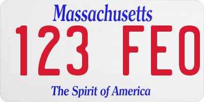 MA license plate 123FE0