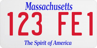 MA license plate 123FE1