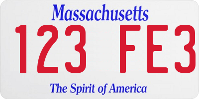 MA license plate 123FE3