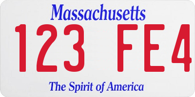 MA license plate 123FE4