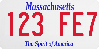 MA license plate 123FE7