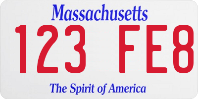 MA license plate 123FE8