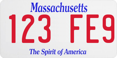 MA license plate 123FE9