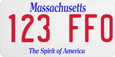 MA license plate 123FF0