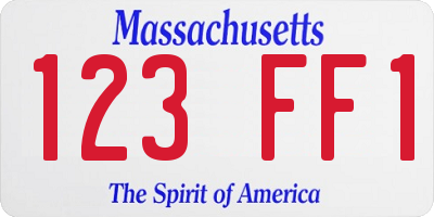 MA license plate 123FF1