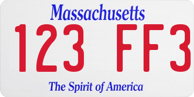 MA license plate 123FF3