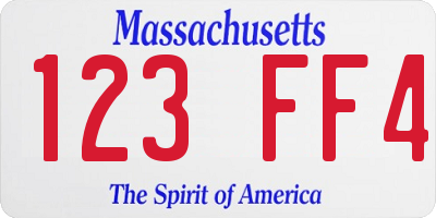 MA license plate 123FF4