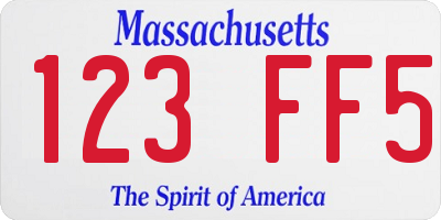 MA license plate 123FF5
