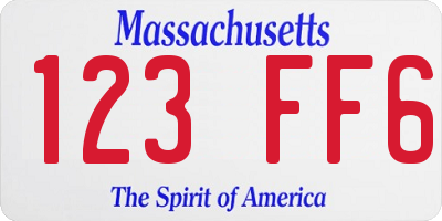 MA license plate 123FF6